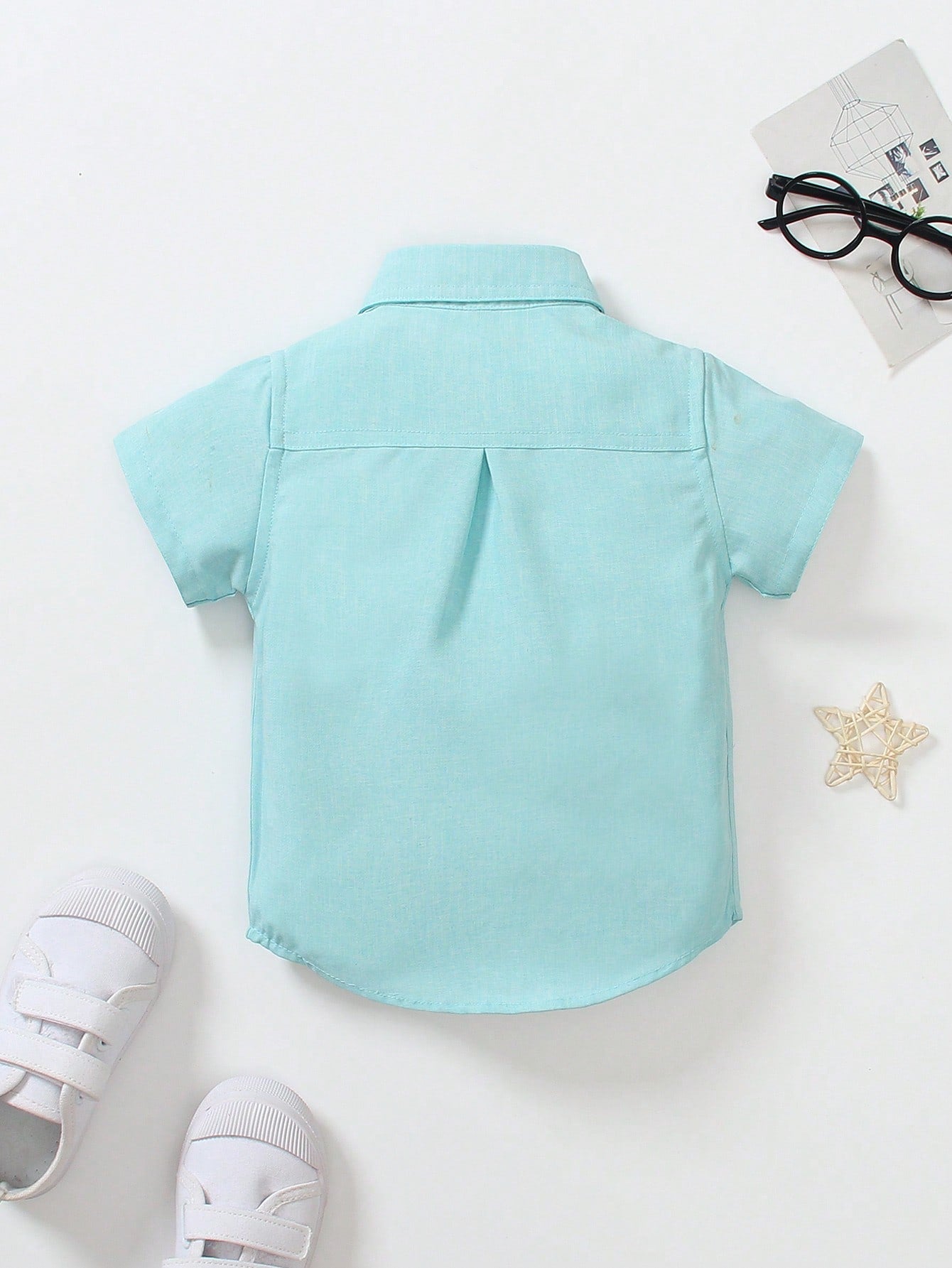 1pc Boy's Casual Solid Color Double Pocket Collar Shirt, Suitable For Casual Party, Birthday Party, Master Of Ceremony, Performance, Beach Vacation, Boys Button Down Shirt, Spring/Summer