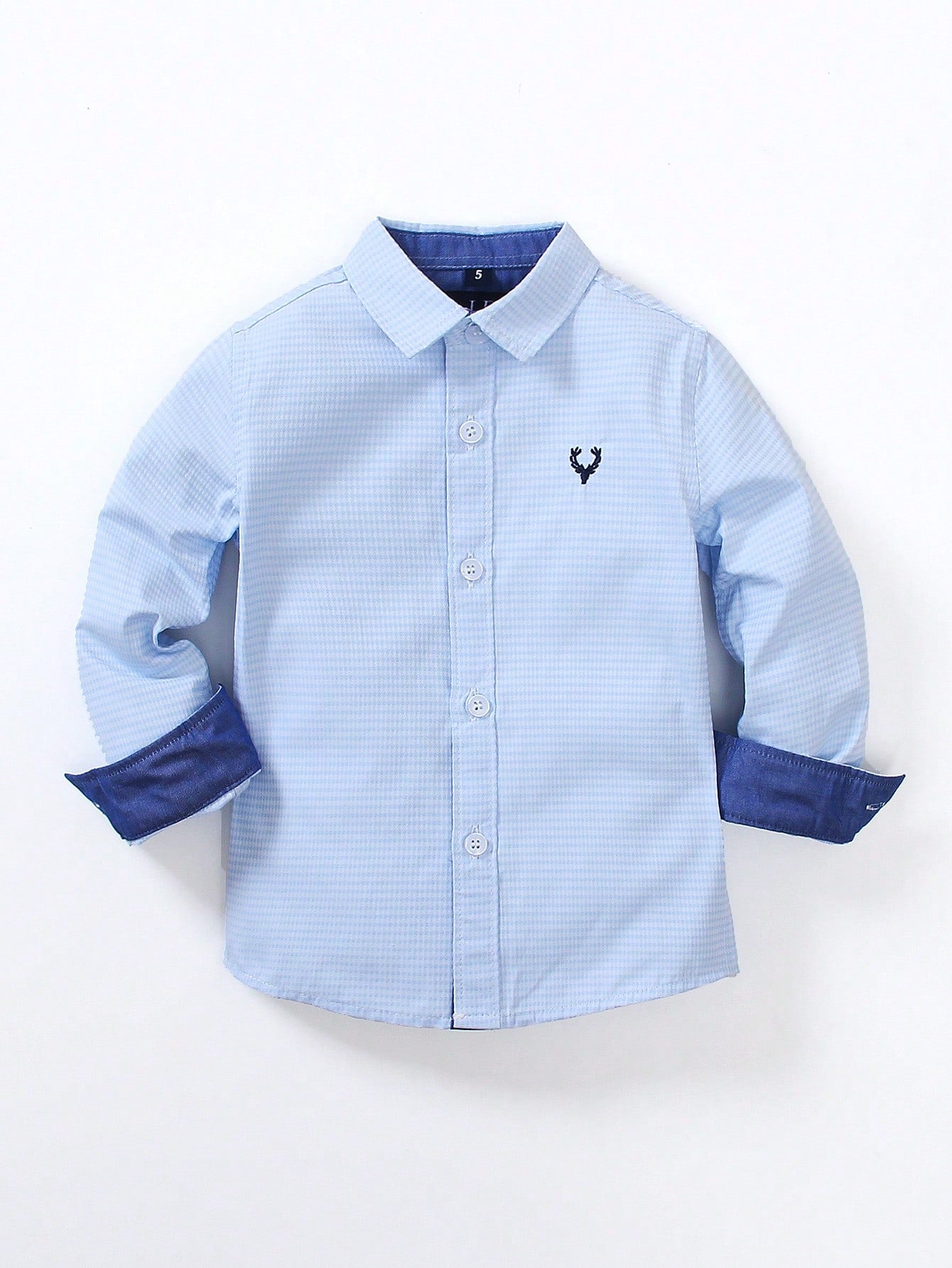 Young Boy 1pc Light Blue Embroidered Long Sleeve Casual Shirt, Thin Jacquard Fabric, Suitable For Birthday Parties, Galas, Baptisms, And Christenings, Spring And Autumn