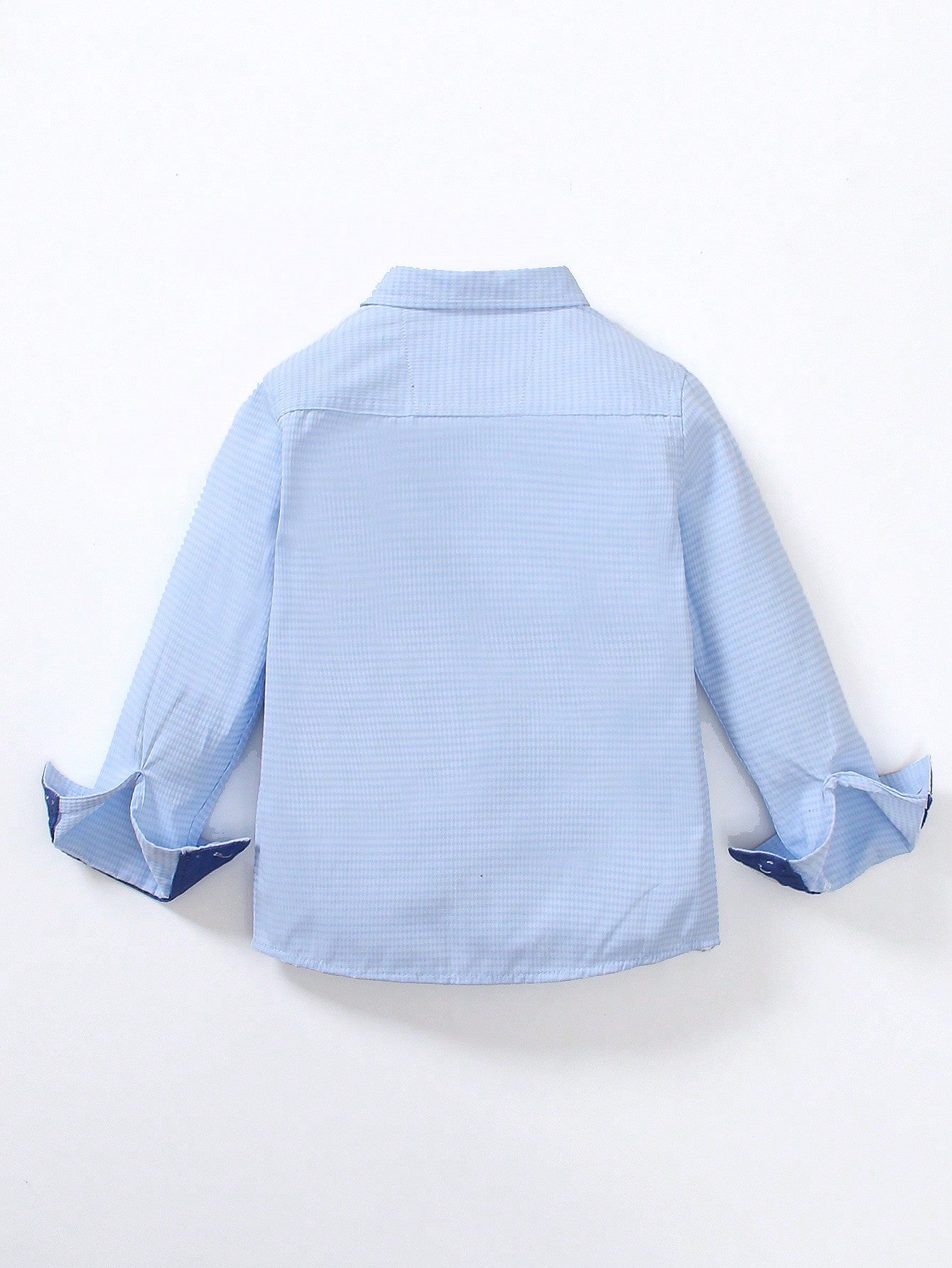 Young Boy 1pc Light Blue Embroidered Long Sleeve Casual Shirt, Thin Jacquard Fabric, Suitable For Birthday Parties, Galas, Baptisms, And Christenings, Spring And Autumn