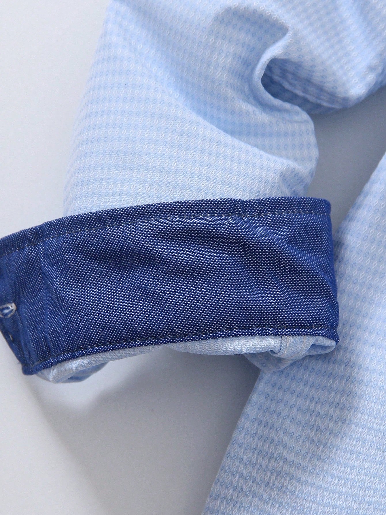 Young Boy 1pc Light Blue Embroidered Long Sleeve Casual Shirt, Thin Jacquard Fabric, Suitable For Birthday Parties, Galas, Baptisms, And Christenings, Spring And Autumn