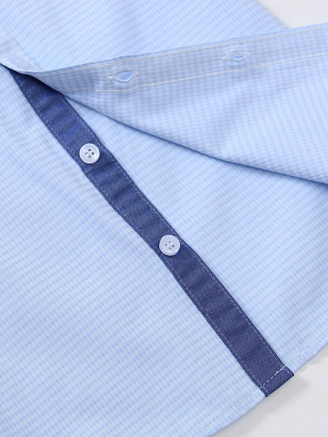 Young Boy 1pc Light Blue Embroidered Long Sleeve Casual Shirt, Thin Jacquard Fabric, Suitable For Birthday Parties, Galas, Baptisms, And Christenings, Spring And Autumn