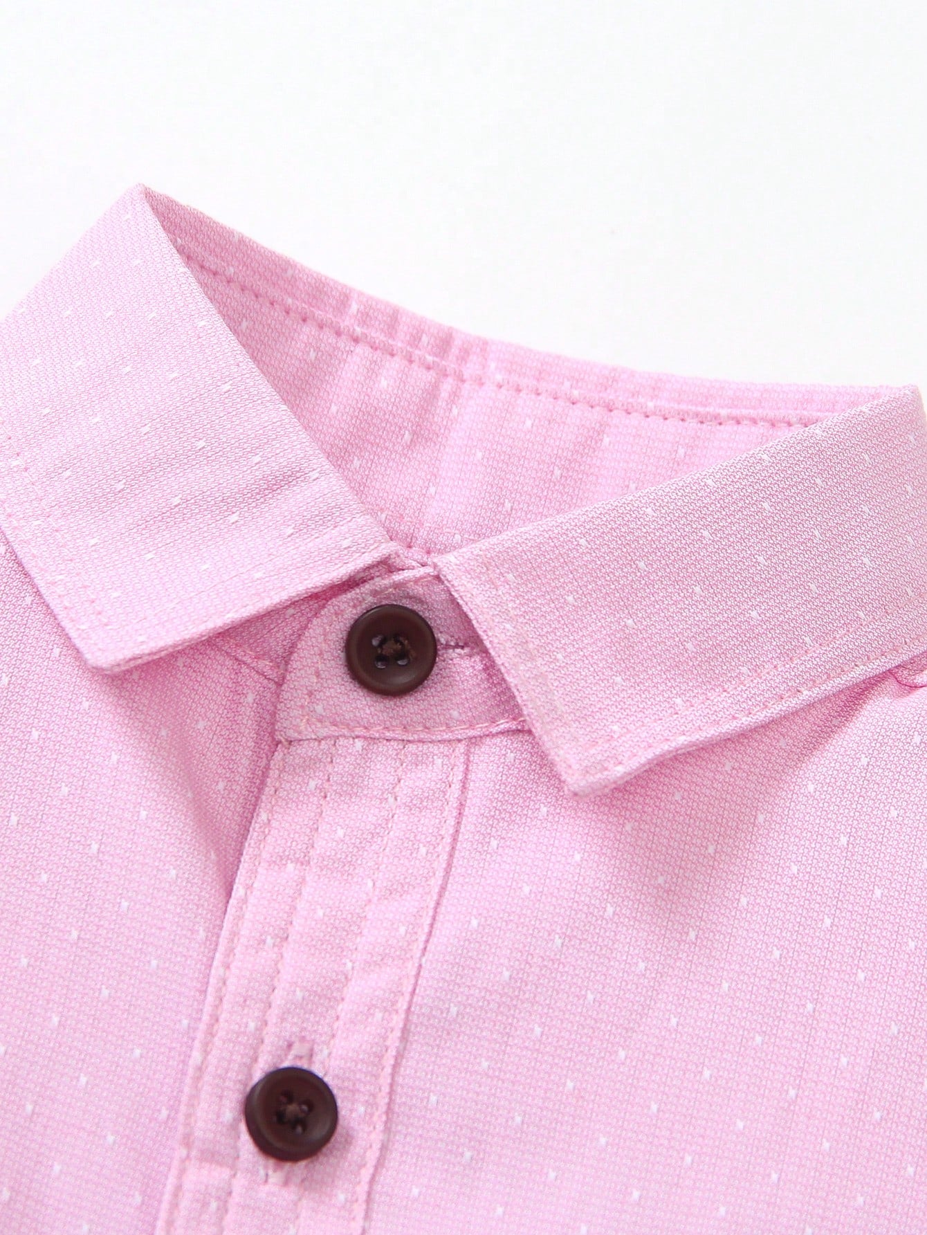 Young Boy 1pc Casual Single Pocket Polka Dot Jacquard Collar Shirt, Pink, Spring/Summer, Suitable For Beach Vacation, Casual Party, Birthday Party, Junior Host Speaking