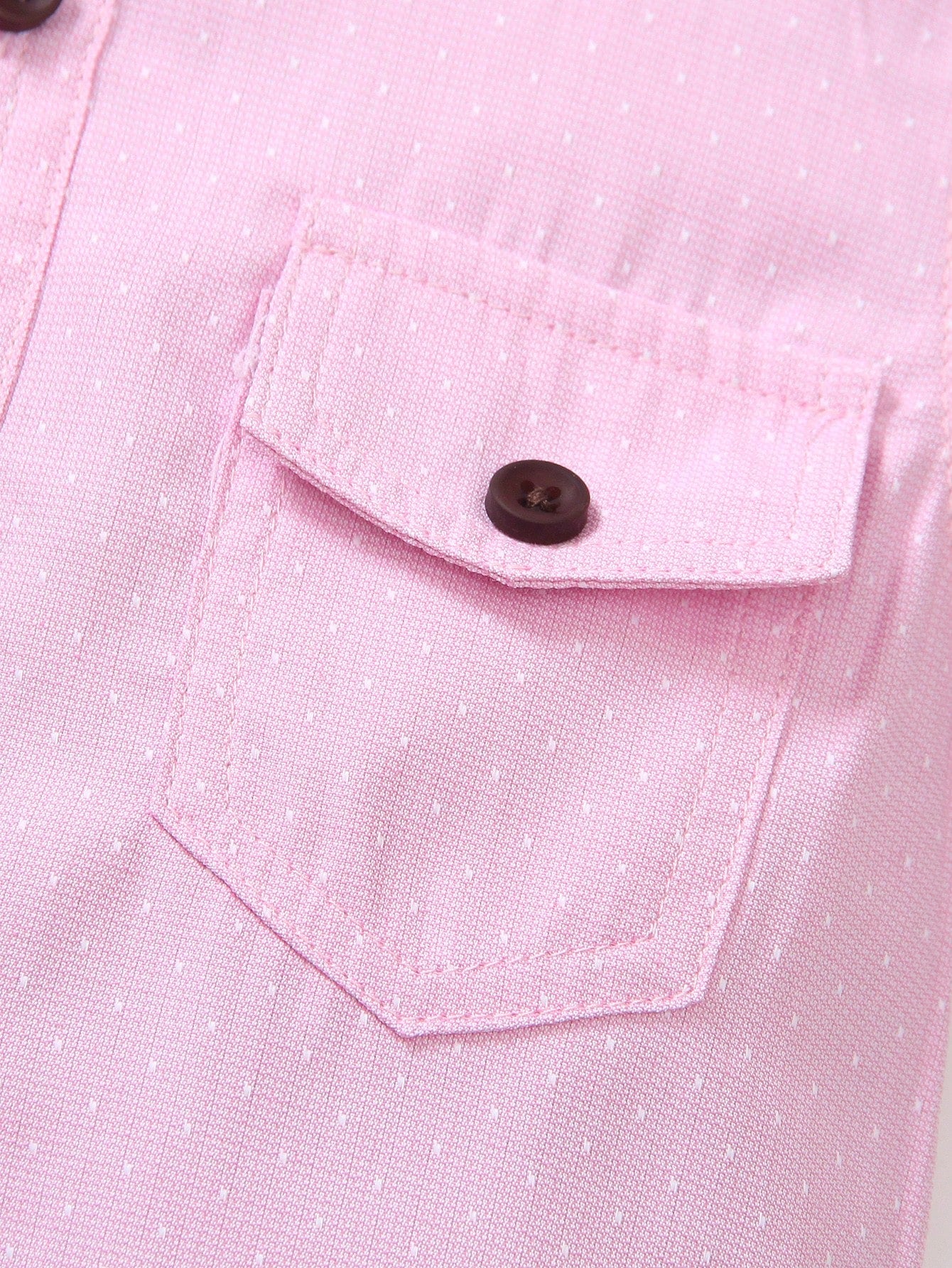 Young Boy 1pc Casual Single Pocket Polka Dot Jacquard Collar Shirt, Pink, Spring/Summer, Suitable For Beach Vacation, Casual Party, Birthday Party, Junior Host Speaking