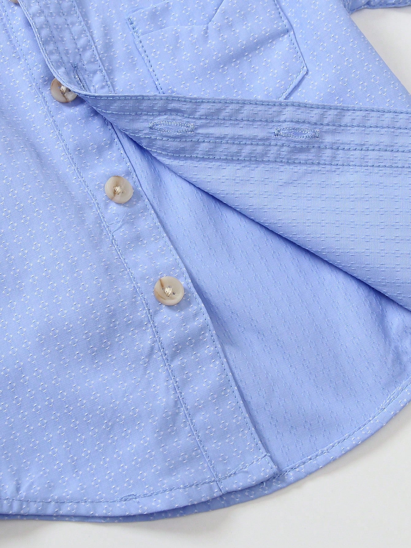 1pc Kids Boy Casual Blue Collar Double Pocket Shirt, Suitable For Casual Party, Birthday Party, Hosting, Performance, Beach Vacation, Spring/Summer