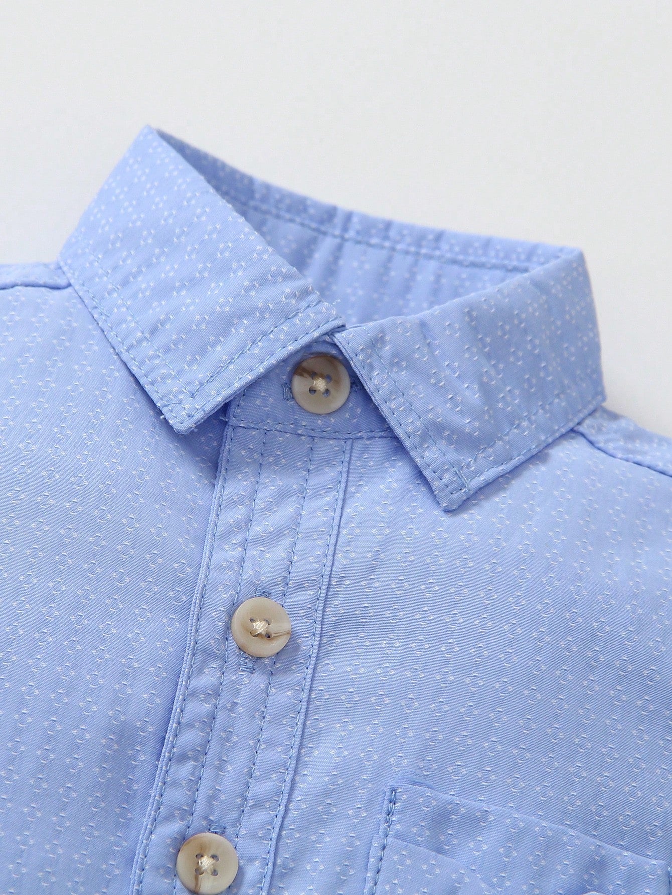 1pc Kids Boy Casual Blue Collar Double Pocket Shirt, Suitable For Casual Party, Birthday Party, Hosting, Performance, Beach Vacation, Spring/Summer