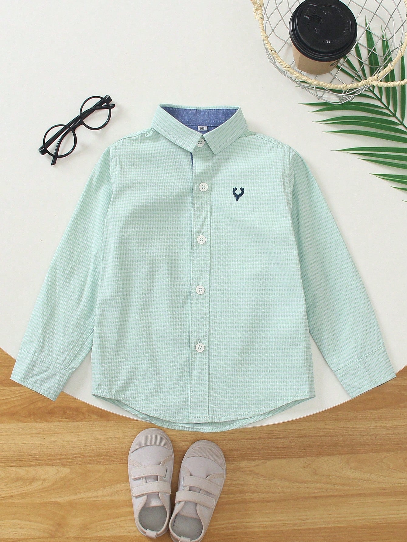 Young Boy 1pc Light Blue Embroidered Long Sleeve Casual Shirt, Thin Jacquard Fabric, Suitable For Birthday Parties, Galas, Baptisms, And Christenings, Spring And Autumn