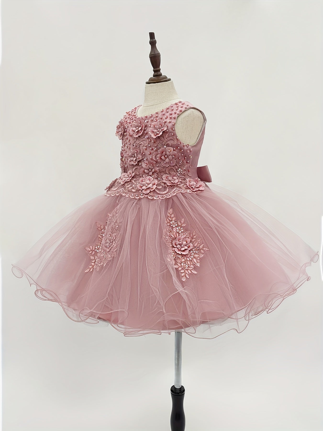 New Girls Sleeveless Embroidery Princess Wedding Dress Handmade Multiple Bridal Skirt High-end Atmosphere Handmade Sewn Beading Suitable for Wedding Flower Girl Dress Children's Prom Dress Birthday Party All Kinds of Performance Dresses