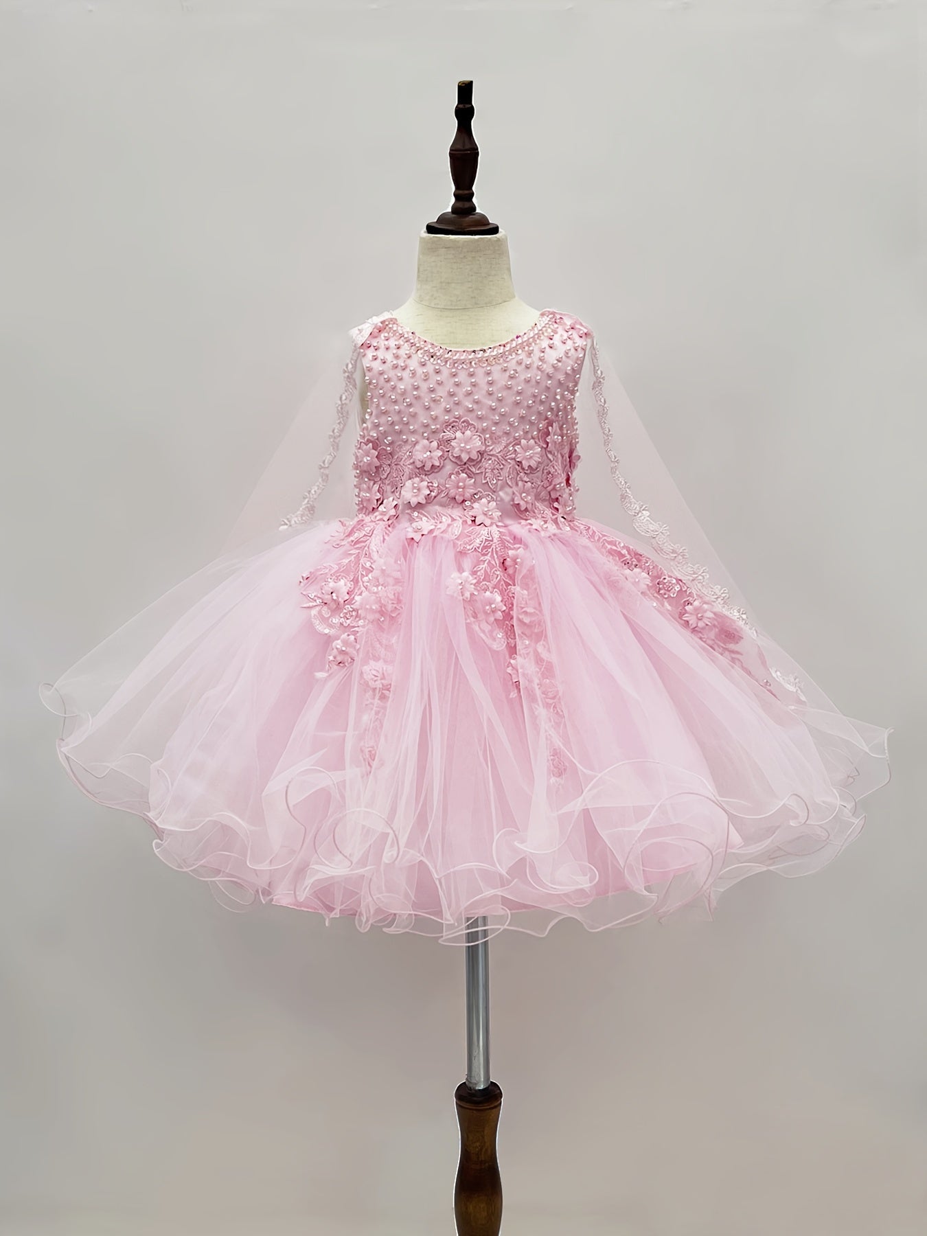 T993 New Handmade Girl's Cloak Wedding Dress Birthday Party Princess Beauty Pageant Dress Children's Ball Dress Flower Girl Extra Long Dress Bridesmaids Wedding Dress Bridesmaids Wedding Beauty Pageant Party Princess Set