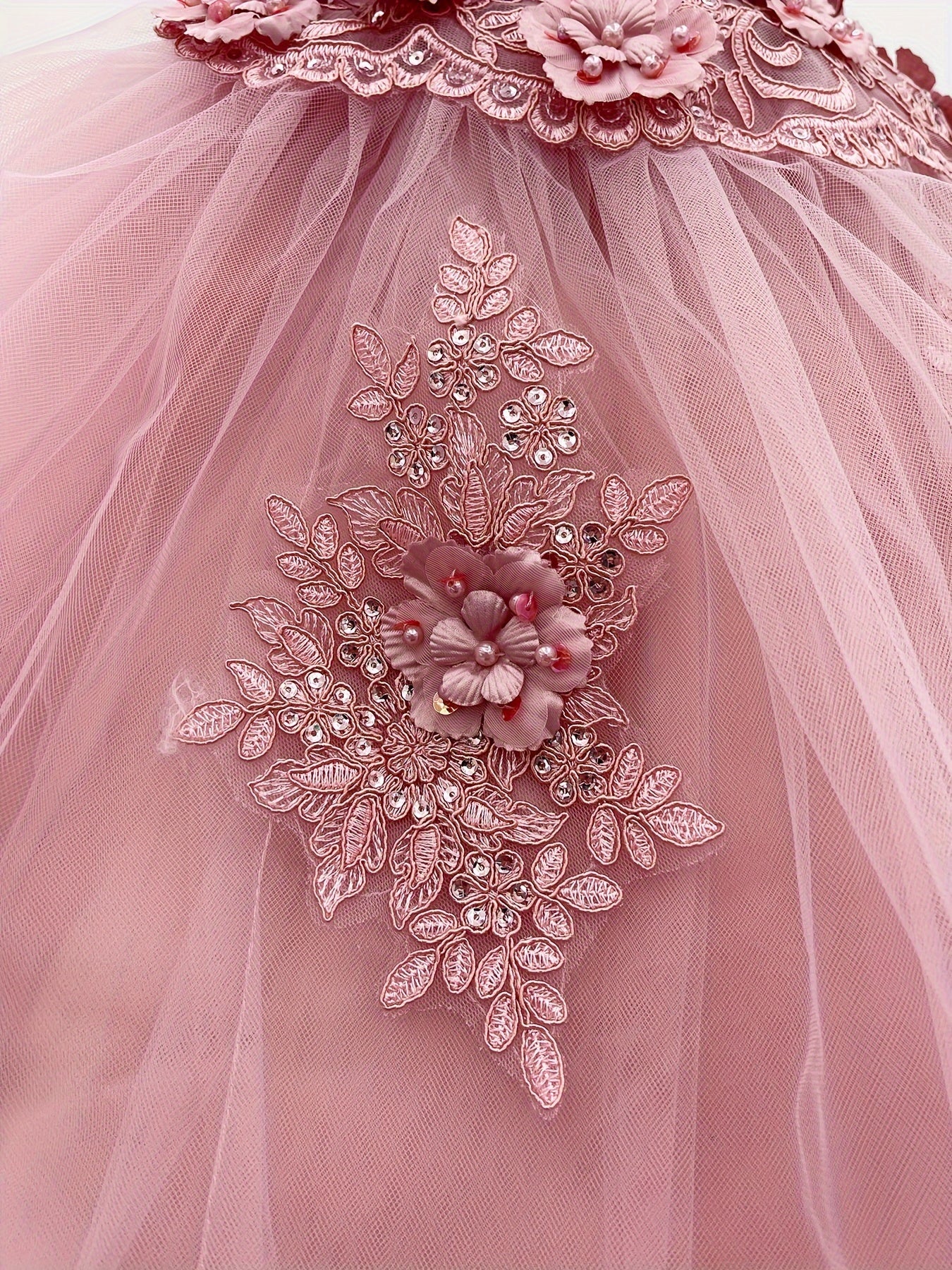 New Girls Sleeveless Embroidery Princess Wedding Dress Handmade Multiple Bridal Skirt High-end Atmosphere Handmade Sewn Beading Suitable for Wedding Flower Girl Dress Children's Prom Dress Birthday Party All Kinds of Performance Dresses