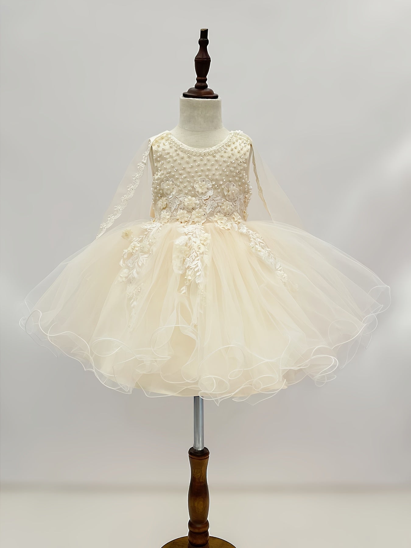 T993 New Handmade Girl's Cloak Wedding Dress Birthday Party Princess Beauty Pageant Dress Children's Ball Dress Flower Girl Extra Long Dress Bridesmaids Wedding Dress Bridesmaids Wedding Beauty Pageant Party Princess Set