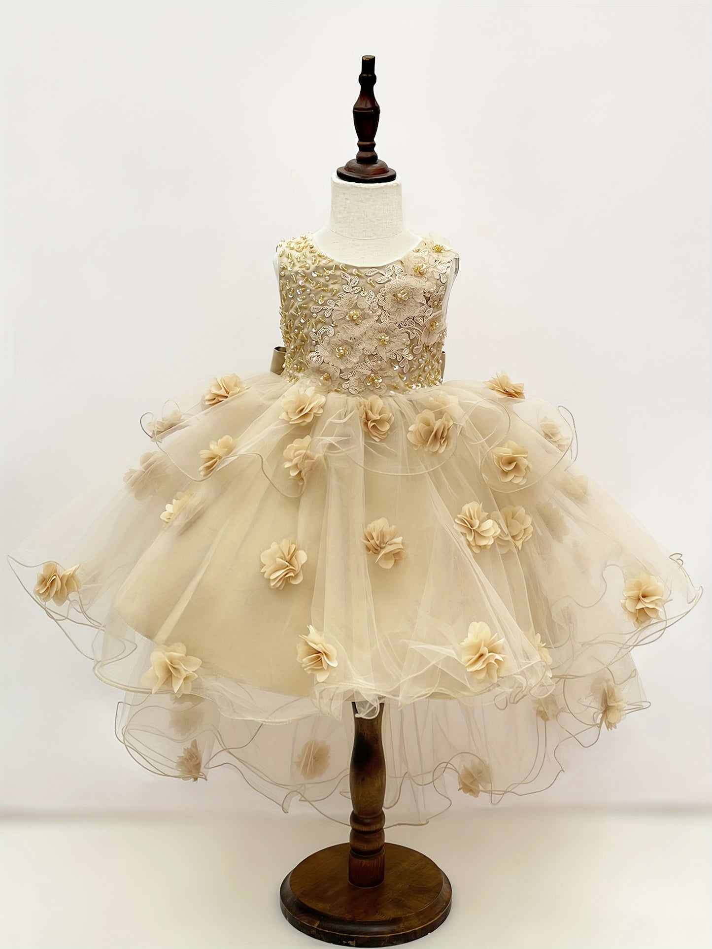 New Girl's Special Occasion Tail Dress Handmade Suitable for Wedding, Flower Boy, Birthday Party, Hosting Performance Dress, Attending Important Festivals Dress, Showcasing Nobility and Elegance Dress