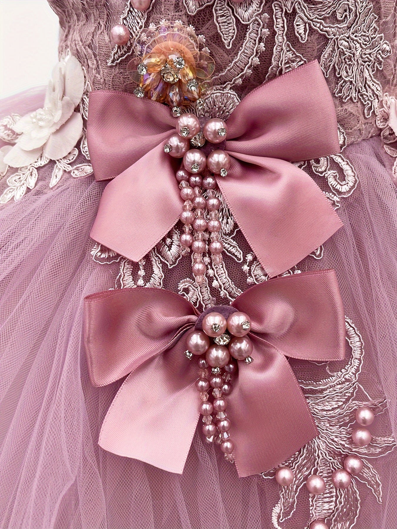 T989 New Girl Sleeveless Embroidery Heavy Handmade Festival Wedding Birthday Dress Birthday Party Music Important Festival Dress Dressing Gift Dress High Quality Handmade 2-8 Years Old