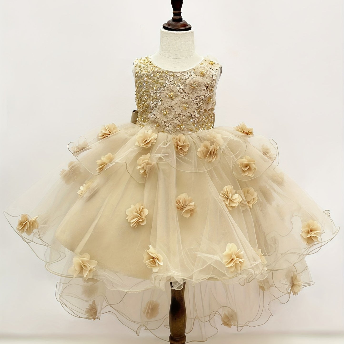New Girl's Special Occasion Tail Dress Handmade Suitable for Wedding, Flower Boy, Birthday Party, Hosting Performance Dress, Attending Important Festivals Dress, Showcasing Nobility and Elegance Dress