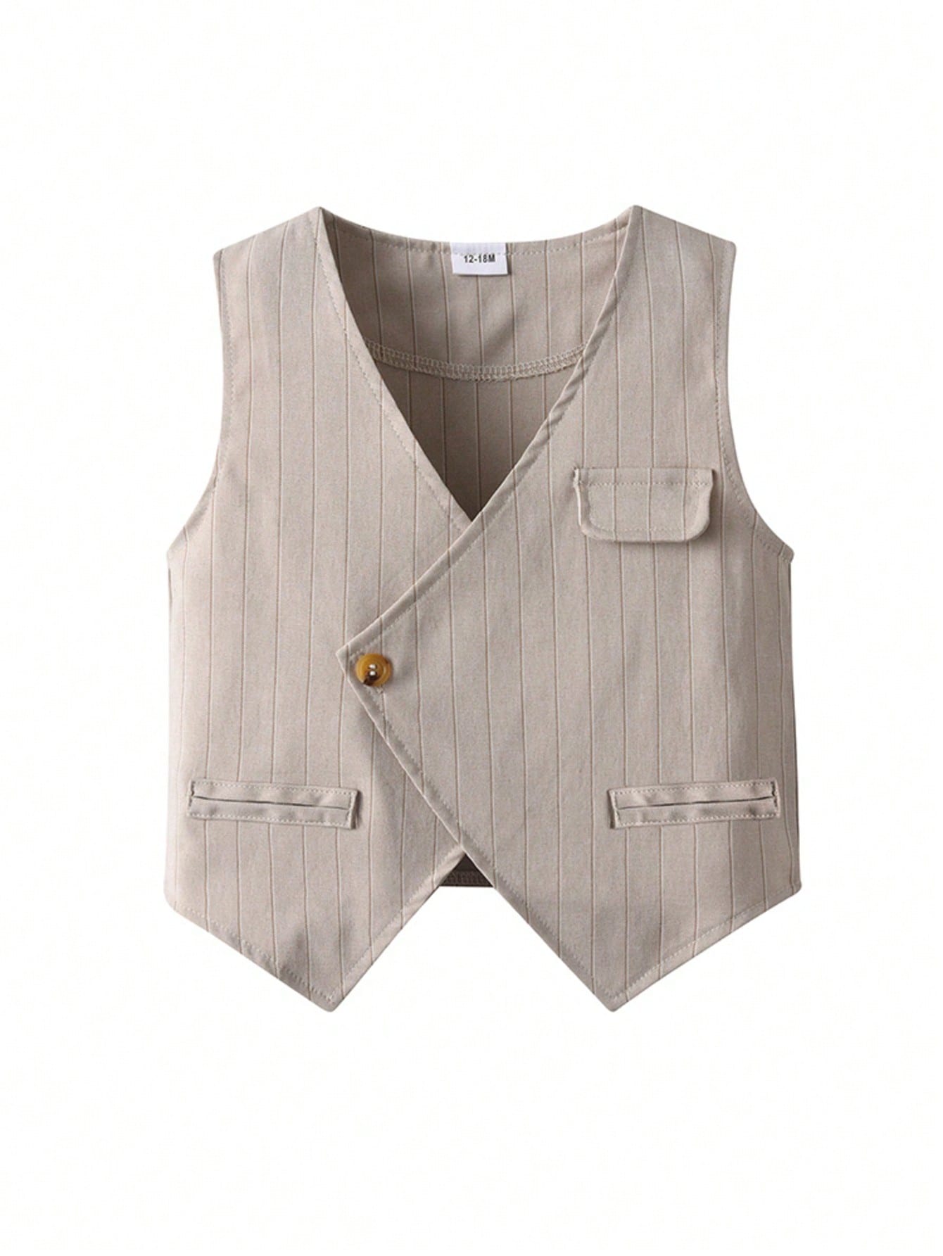 [2025 Spring & Summer Baby Boy Wear Elegant Set] Casual Short Sleeve Shirt 3 Pieces Suit - Collared Shirt + Khaki Vest + Bow Tie + Khaki Shorts. Baby Boy Formal Suit For Parties, Outdoor Performances, White Collar Design, Lightweight & Breathable Fabric,